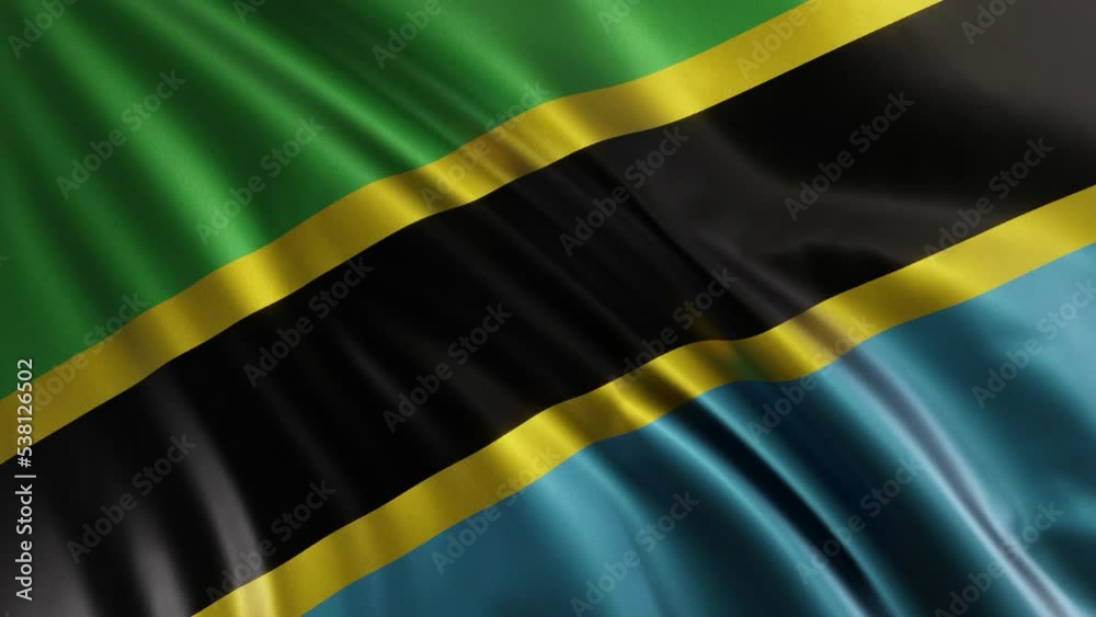 The waving flag of Tanzania in the best quality with fabric texture. Slow motion. 4K loop animation. The waving flag of Tanzania in the best quality with fabric texture. Slow motion. 4K loop animation.