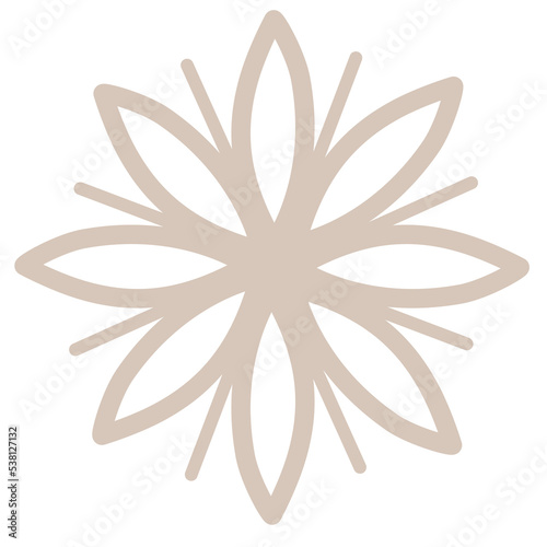 Scandinavian authentic minimal nordic flower illustration on isolated background. Plant with folk nordic traditional ornaments in flat modern scandinavian style. 