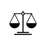 Balance scale sign vector isolated on white background. Court icon. Balance scale icon. Libra symbol. Scale justice.