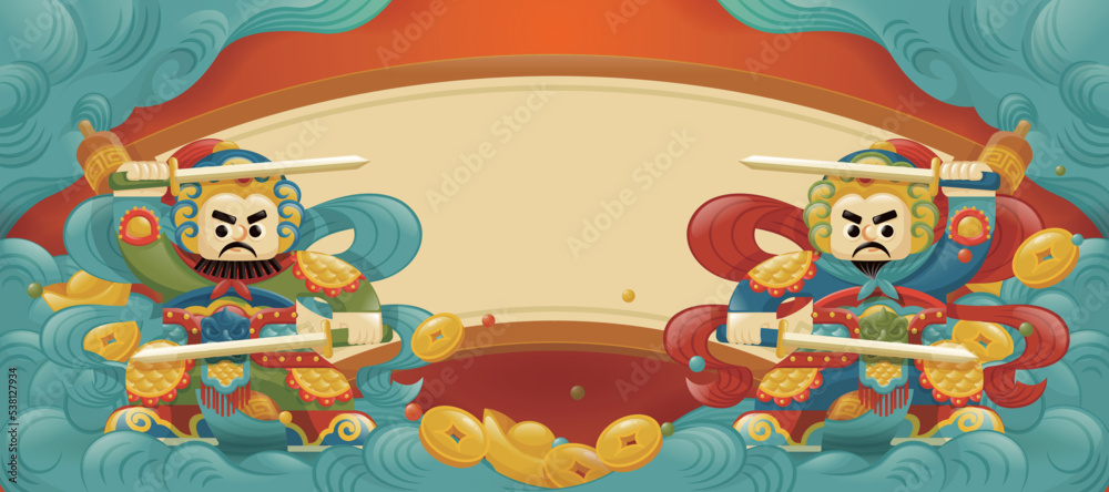 Naklejka premium Spring Festival door god banner