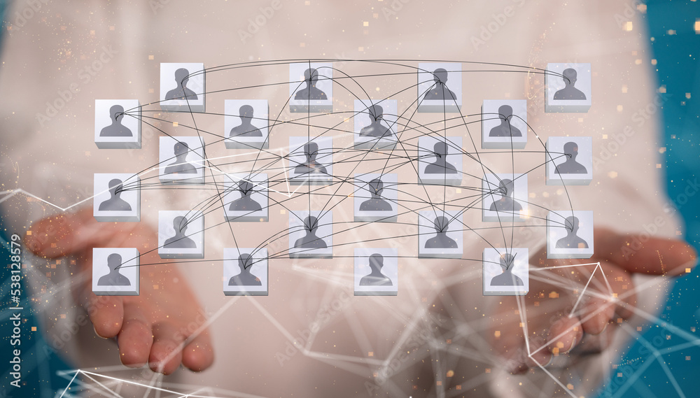 Global network. Blockchain. 3D illustration. Neural networks and artificial intelligence. Abstract