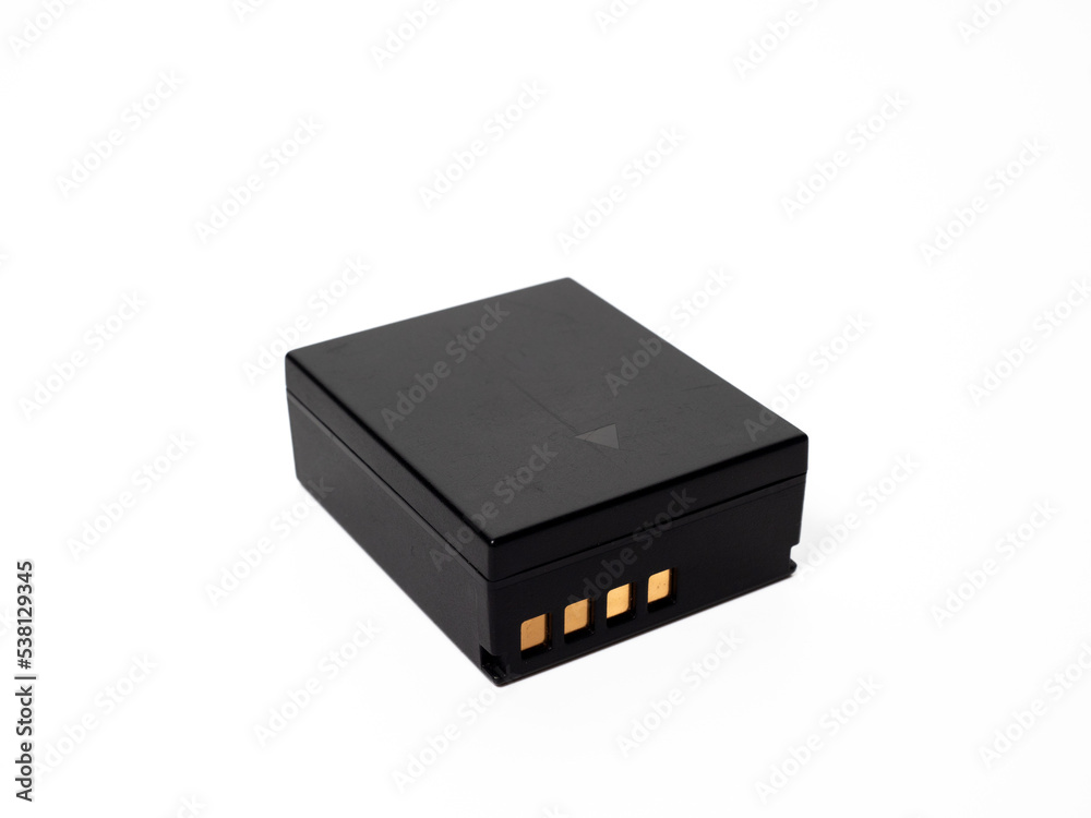 Battery for the camera on a white background.