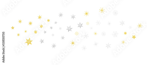 golden openwork shiny snowflakes  star  3D rendering.