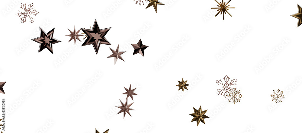 new year pattern. Christmas theme, golden openwork shiny snowflakes, star, 3D rendering. new year pattern. Christmas theme, golden openwork shiny snowflakes, star, 3D rendering.