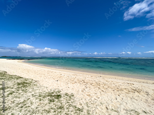 White sand and turquoise lagoon and St Felix Beach  Mauritius