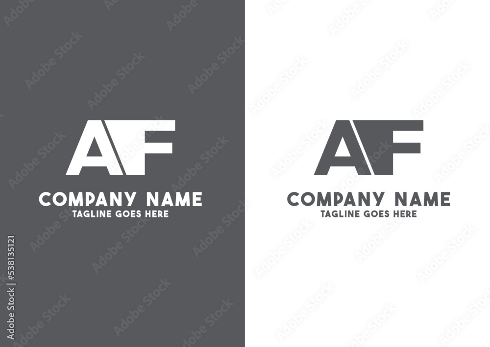 AF letter in the black and white logo - AF Stock Vector | Adobe Stock