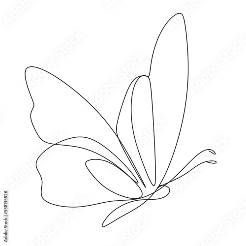 Continuous line drawing of beautiful butterfly. Single one line art of flying abstract butterfly for salon or spa business. Vector illustration