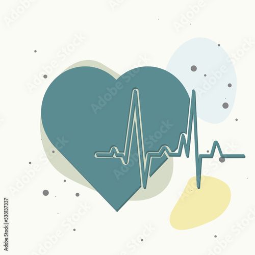 Vector heart rate icon. Arrhythmia and heart icon on multicolored background.