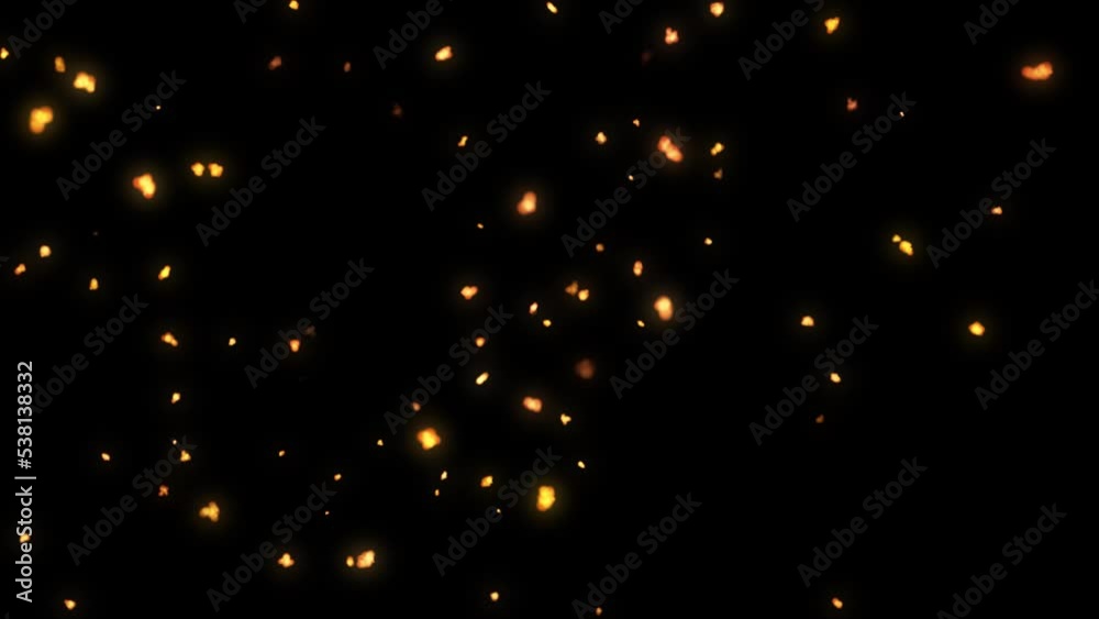 Fire Sparks particles overlay effect on black background. 4K