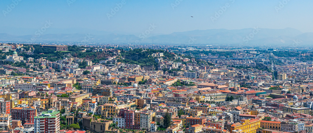 Panoramic cityscape of Naples, Italy.