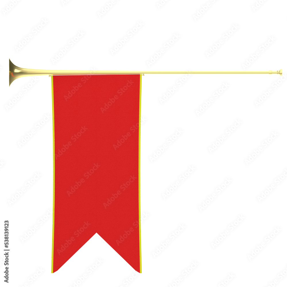 Fototapeta premium 3d rendering illustration of a medieval heraldic trumpet with a banner