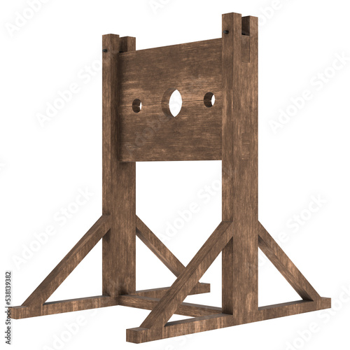 Photography 3d rendering illustration of a medieval pillory