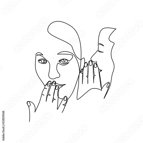 Vector illustration of two gossip girlfriends