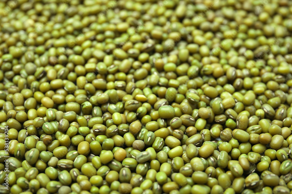 Closeup view of green mung beans as background