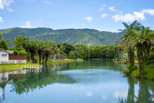 Beautiful natural landscape with water pond