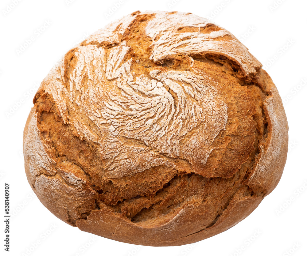 PNG,  Round bread made from dark flour. - obrazy, fototapety, plakaty 