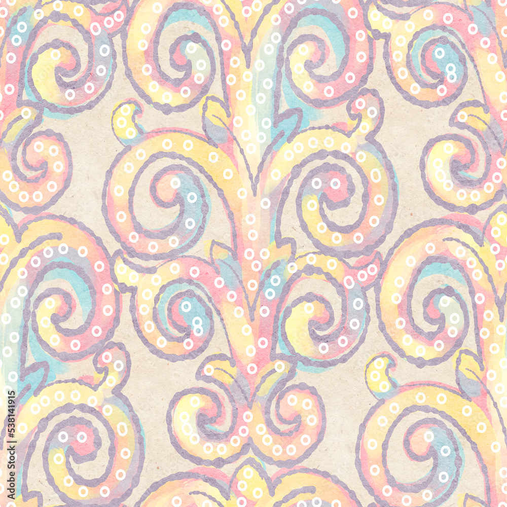 Seamless pattern with multicolor Paisley print Seamless pattern with multicolor Paisley print
