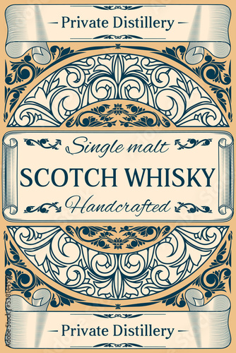 Scotch whisky - ornate vintage decorative label