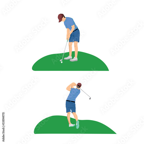 set of flat golf player design. professional golfer vector illustration.