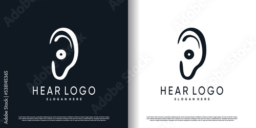 Ear care logo design template with creative concept premium vector