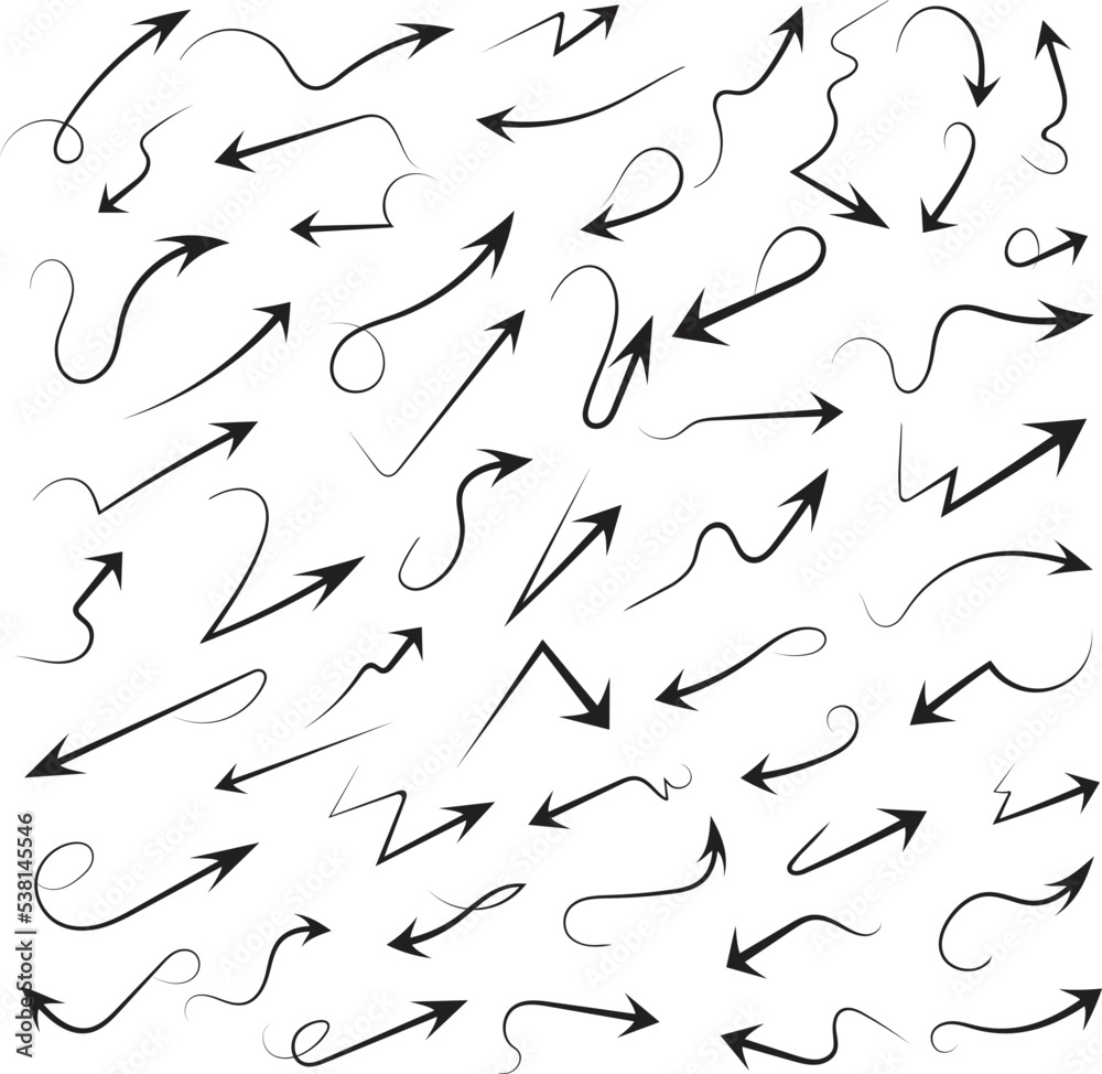Hand Drawn Drashed Arrow Shape Curved Line Icon Set Hand Drawn Drashed Arrow Shape Curved Line Icon Set