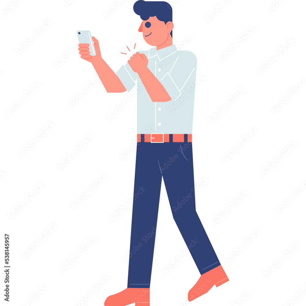 man with mobile phone happiness flat illustration organic style for website, web, application, presentation, printing, document, poster design, etc. man with mobile phone happiness flat illustration organic style for website, web, application, presentation, printing, document, poster design, etc.