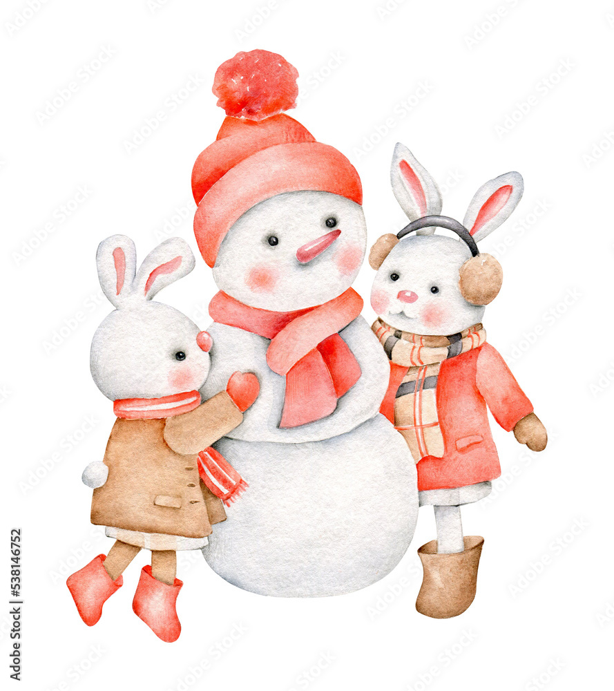 Swowman with rabbits Swowman with rabbits