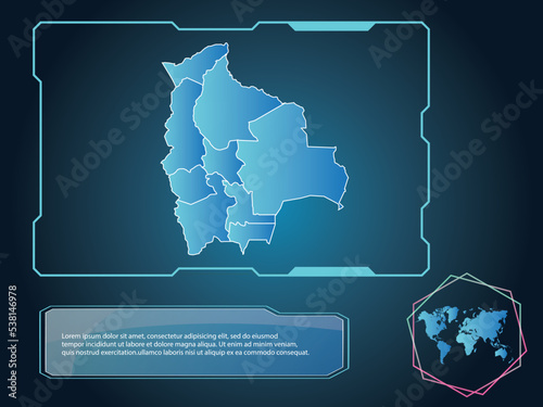 Bolivia Map infographic technology blue Color element collection background