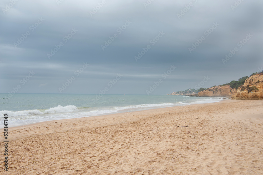 Maria Luisa beach with rock formation in Albufeira, Algarve, Portugal. Maria Luisa beach with rock formation in Albufeira, Algarve, Portugal.