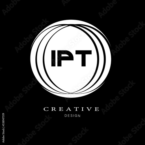 IPT Letter Logo Design. IPT Creative Letter Logo. Simple And Modern Letter Logo. IPT Alphabet Logo For Business. IPT Letter Logo Design On Black Background. photo