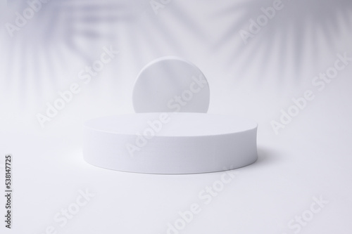 3D circle mockup on with empty white background , Product show concept