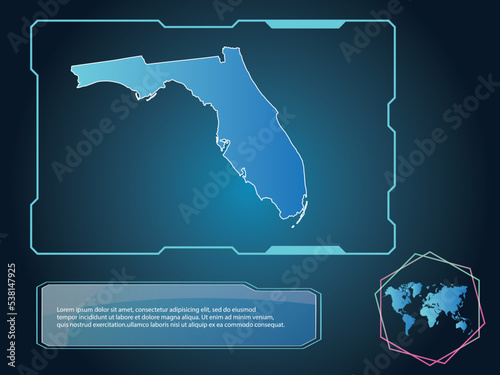 FLORIDA Map infographic technology blue Color element collection background