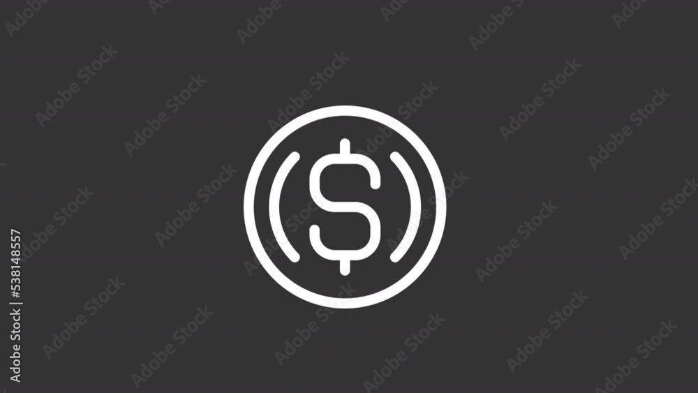 Animated coin white line icon. Financial operation. Payment processing. Money savings. Seamless loop HD video with alpha channel on transparent background. Motion graphic design for night mode Animated coin white line icon. Financial operation. Payment processing. Money savings. Seamless loop HD video with alpha channel on transparent background. Motion graphic design for night mode