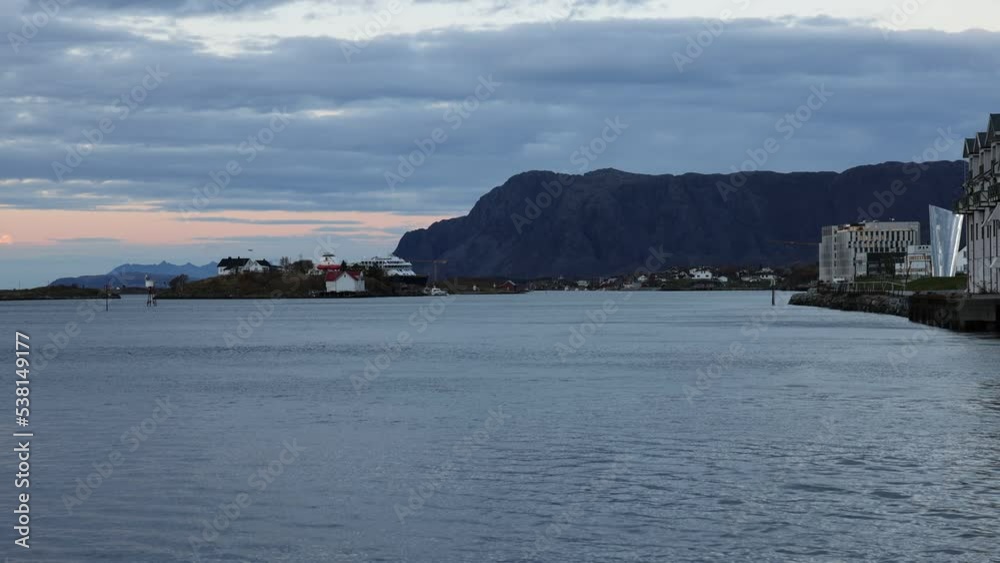 Brønnøysund harbor in twilight,Nordland county Brønnøysund harbor in twilight,Nordland county