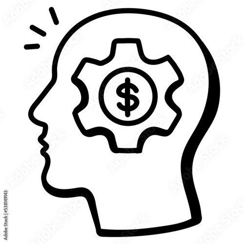 A doodle icon of money minded 