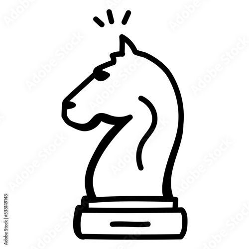 Chess piece showing a concept of strategy, doodle icon 