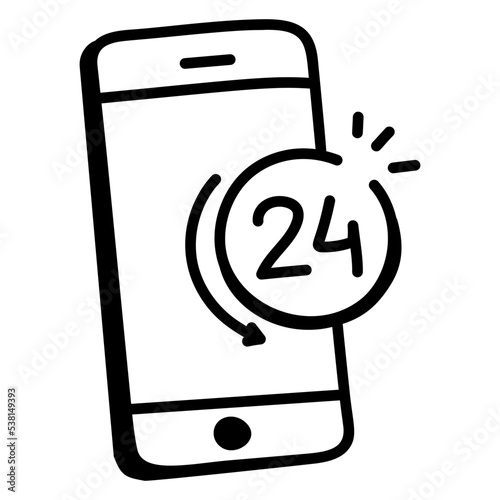 Premium hand drawn icon of 24 service