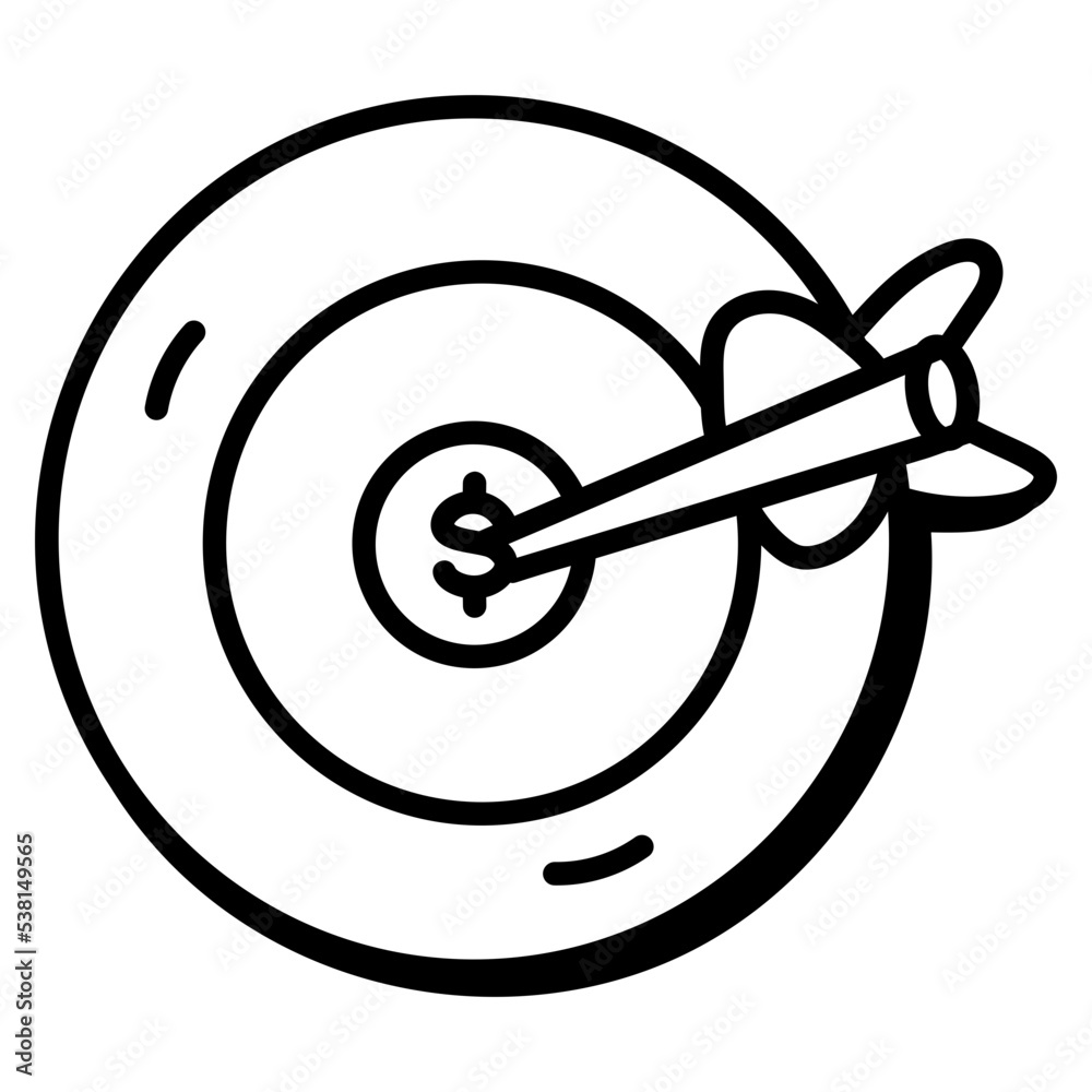 A handy doodle icon of financial target A handy doodle icon of financial target