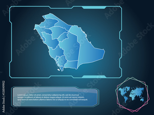 Saudi Arabia Map infographic technology blue Color element collection background