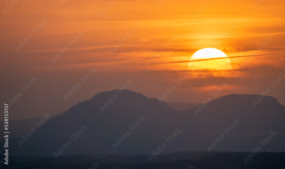 Warm sunset over the mountains