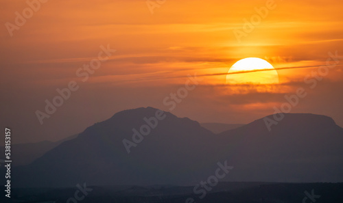 Warm sunset over the mountains