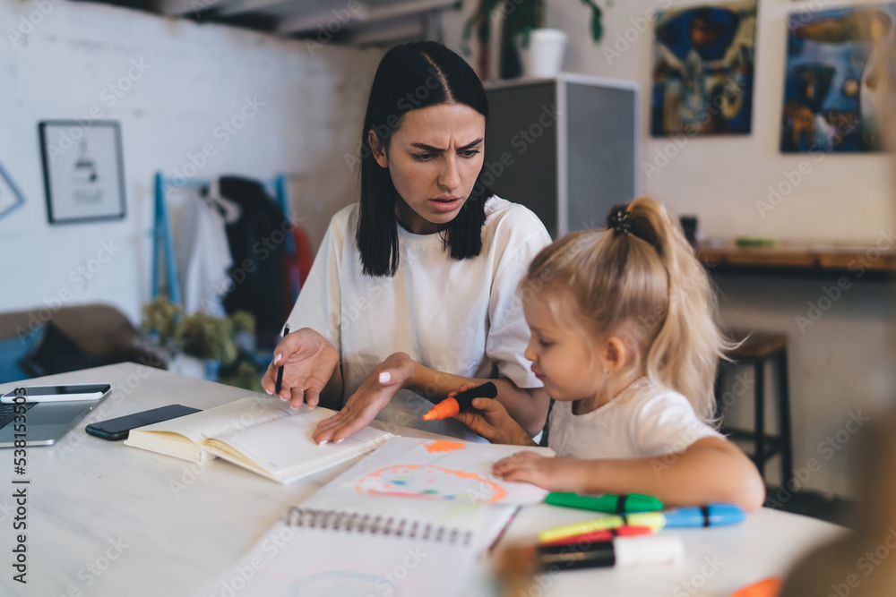 Daughter disturbing irritated mom from working Daughter disturbing irritated mom from working