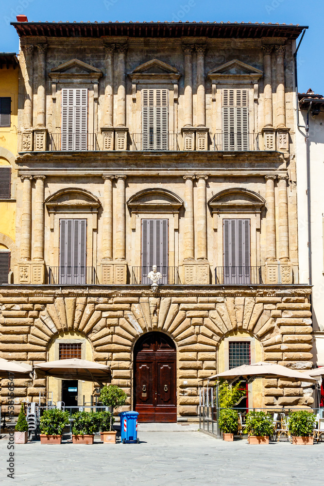 Exterior of an old city palace in the center of Florence, Italy, Europe