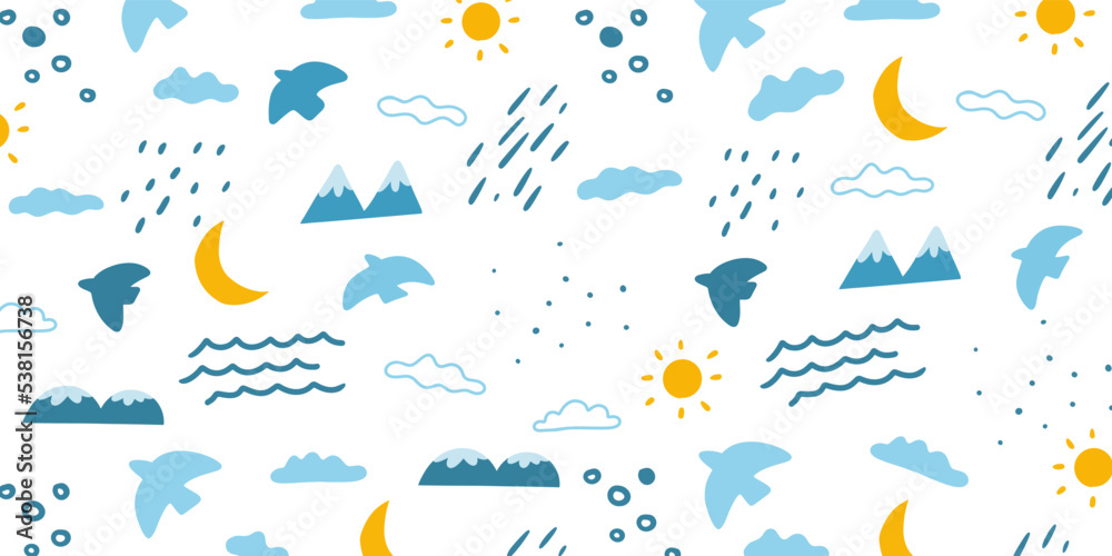 Abstract nature element in cute pattern design style for cartoon background and wallpaper Abstract nature element in cute pattern design style for cartoon background and wallpaper