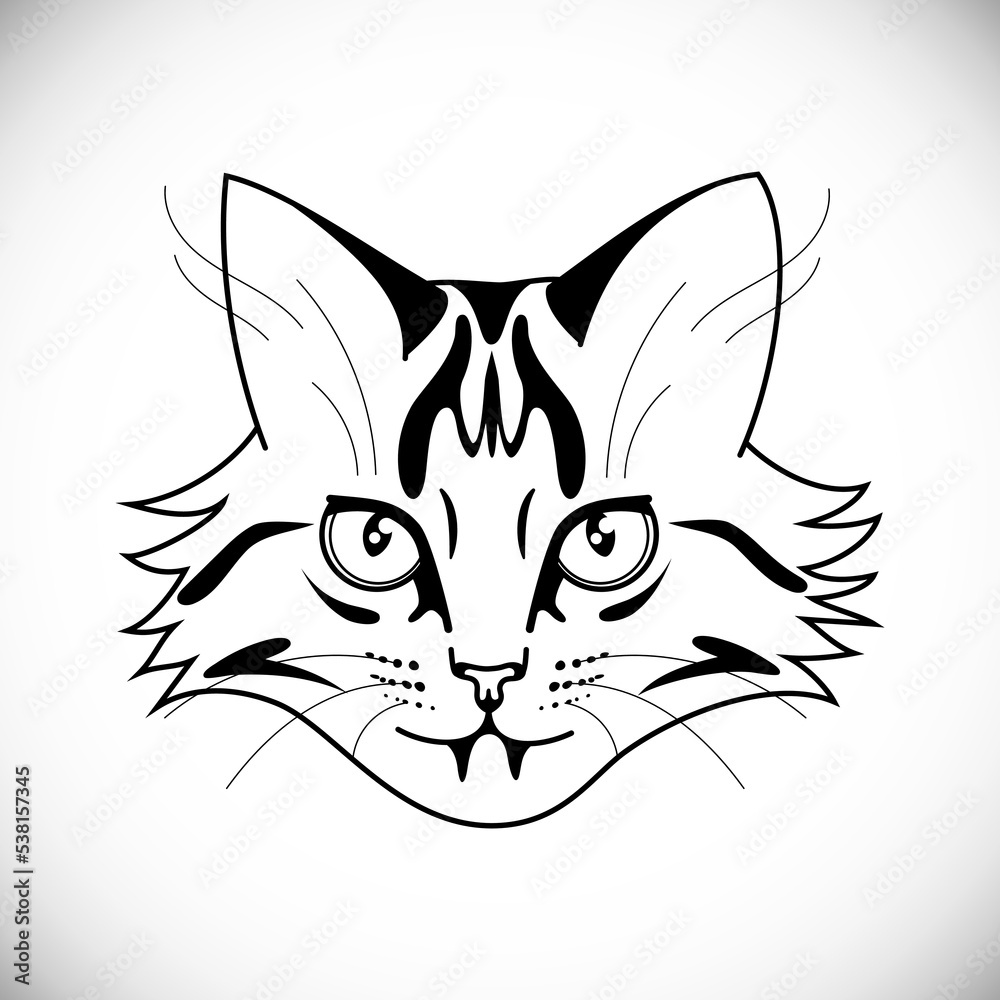 Outline striped cat with big eyes Outline striped cat with big eyes