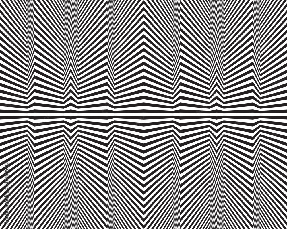 Line art optical art. Psychedelic background. Monochrome background. Optical illusion style. Black dark background. . Graphic ornament. Vector template Line art optical art. Psychedelic background. Monochrome background. Optical illusion style. Black dark background. . Graphic ornament. Vector template