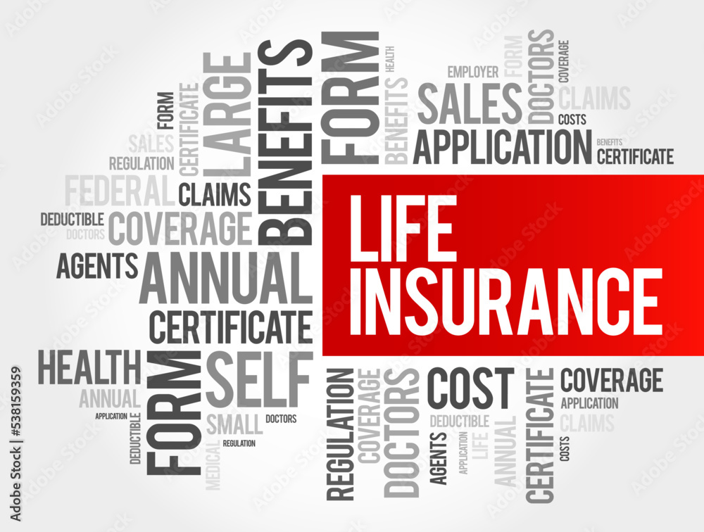 Life Insurance - agreement or contract between an insurance company and a policyholder, word cloud concept Life Insurance - agreement or contract between an insurance company and a policyholder, word cloud concept