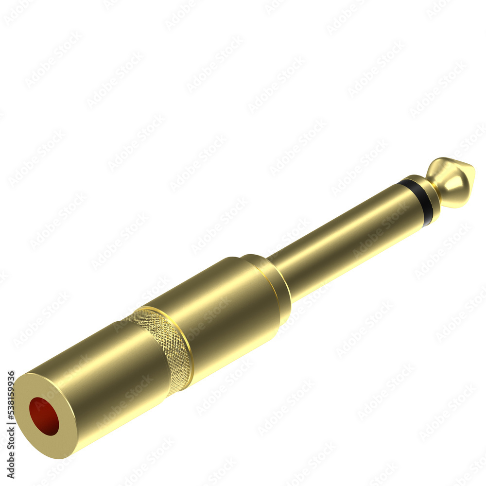 3d rendering illustration of a mono jack plug 3d rendering illustration of a mono jack plug
