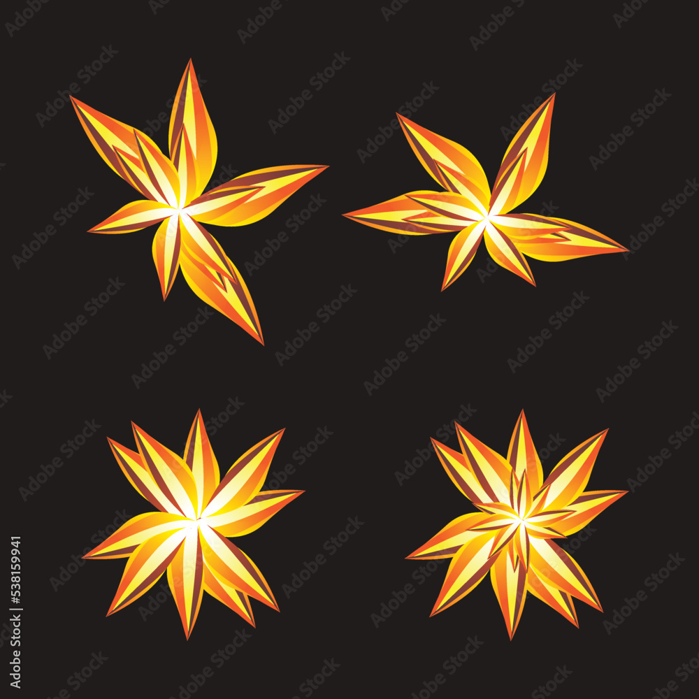 set of fire flowers decoration set of fire flowers decoration