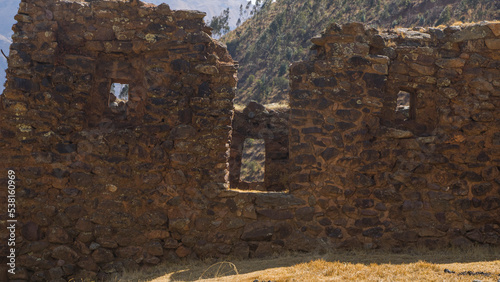 Pumamarka archaeological site windows and walls cusco, Peru photo